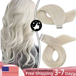Moresoo Blonde Tape in Hair Extensions Bleach Blonde 100% Real Human Hair Extensions Natural Straight Brazilian Hair Tape ins