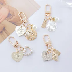 Metal keychain cute shell key pendant ins bag pendant