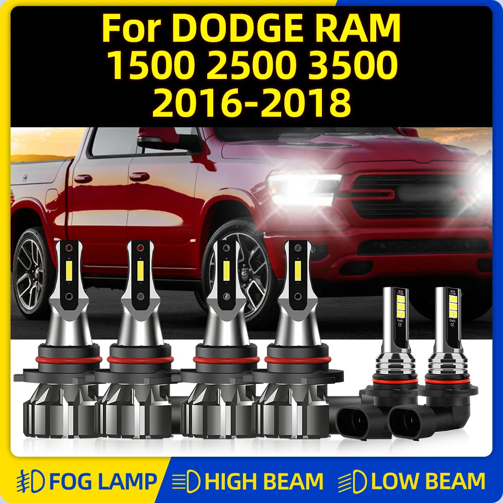 

60000LM Canbus LED Headlight Bulbs 6000K Turbo Car Headlamps 12V Auto Fog Lamps For DODGE RAM 1500 2500 3500 2016 2017 2018