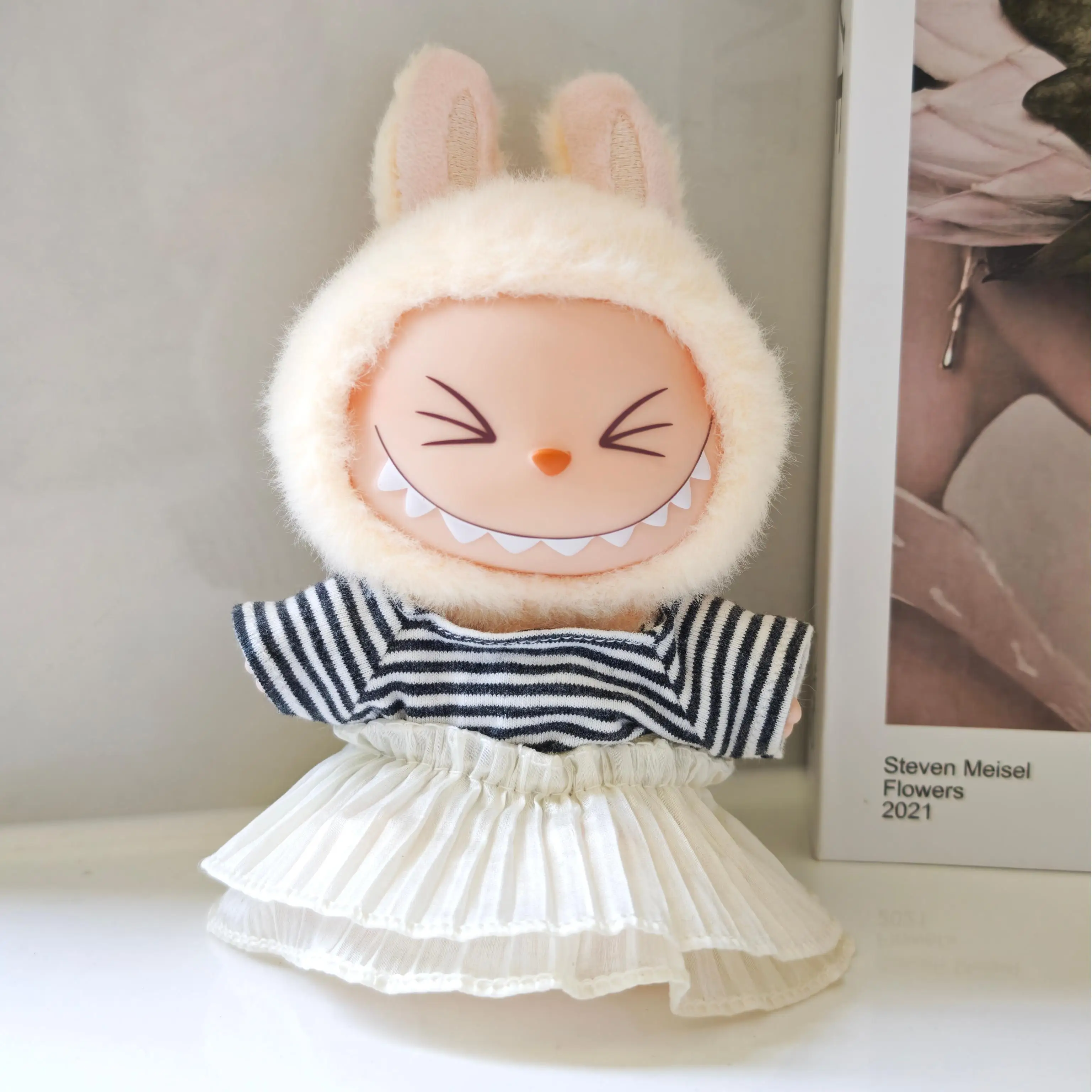 

2pcs Cute Clothes Set For 15-17cm Labubu Clothing Accessories Striped Tops Skirt Outfit For Replacement Only Clothing No Doll