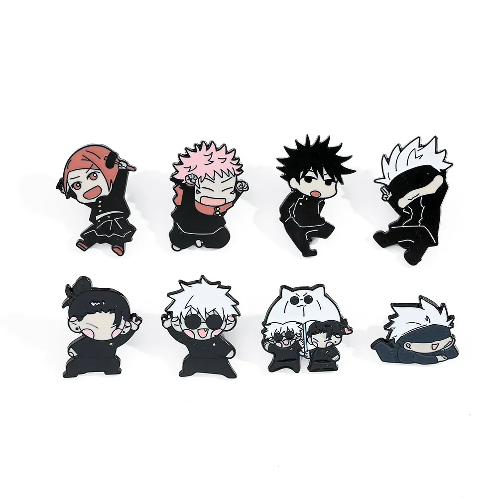 

8 Pc Jujutsu Kaisen Cartoon Character Brooch Handsome Eye Mask Enamel Pin Metal Badge Jewelry Backpack Clothing Accessories Gift