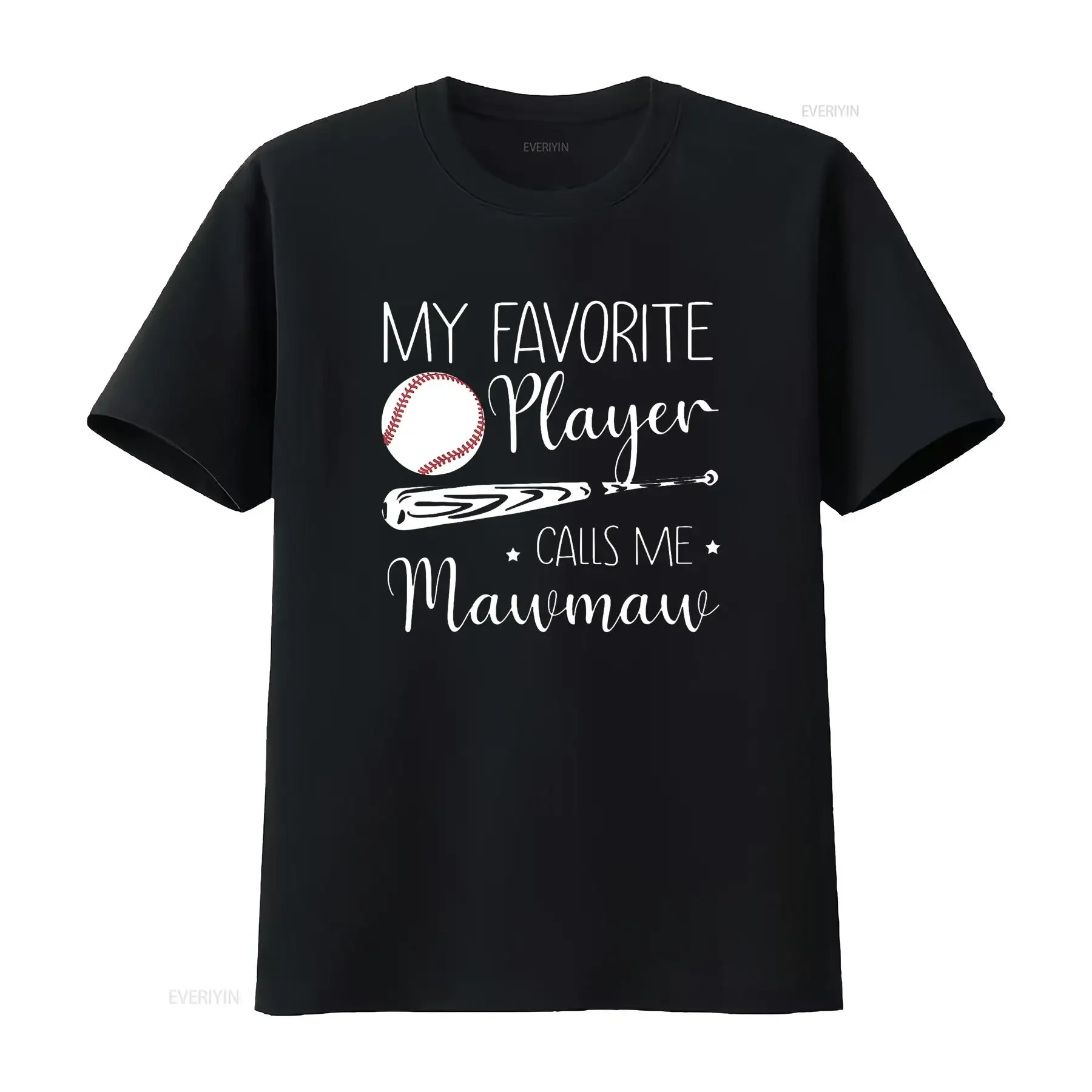 Womens Baseball My Favorite Player Calls Me Mawmaw Grandma T Shirt Black 2XL vintage Washed designer clothes Versatile Slightly