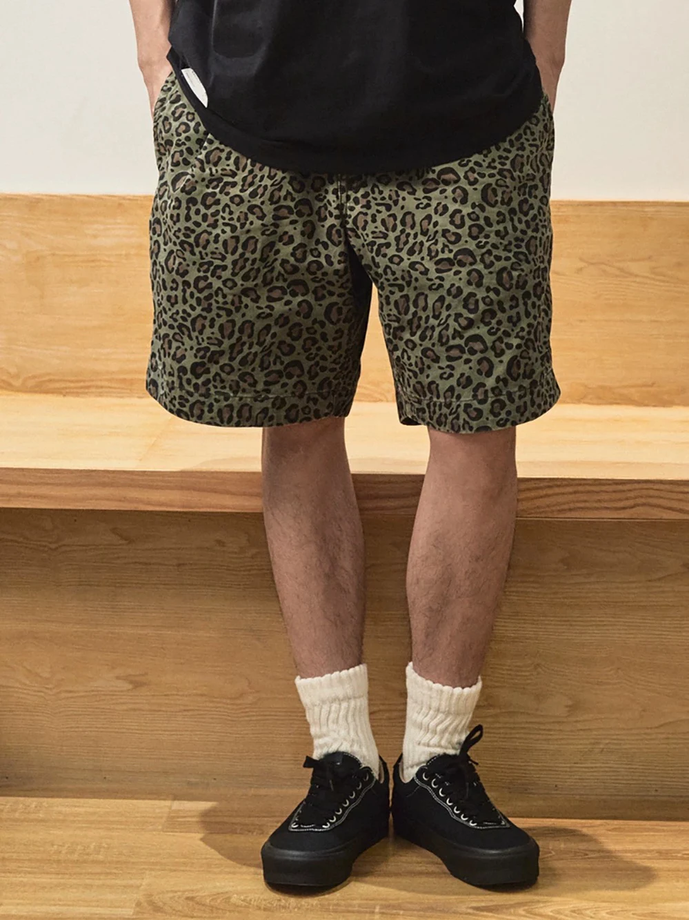 

American Retro Camouflage Leopard Print Workwear orts Men's Loose Casual Sports High Waist Straight Leg ort Pants
