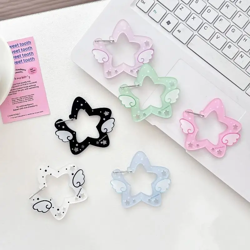 Carabiner Pendant Cute INS Style WinGs Star DIY Keychain Bag Charm Backpack Handbook AcryLic PackaGe Hanging Keychain Decoration