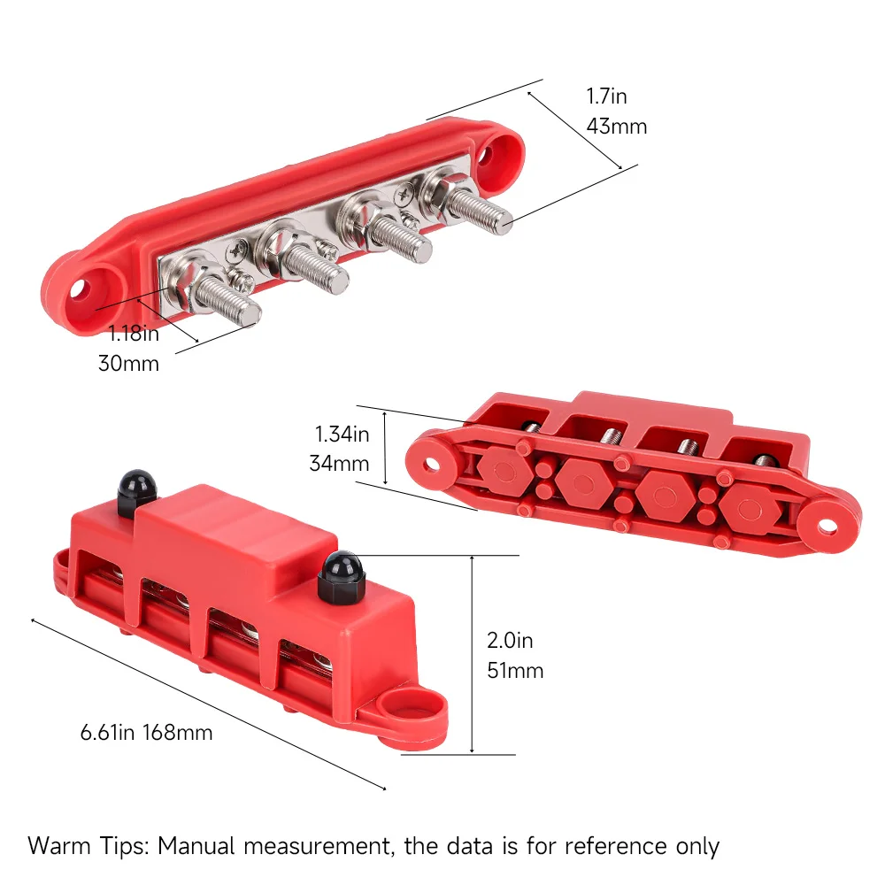 Bus Bar Terminal M8 M10 Battery Power Distribution Block 12V 48V Wire Connector Busbar With Cover for Automobile Boat Truck - view 6