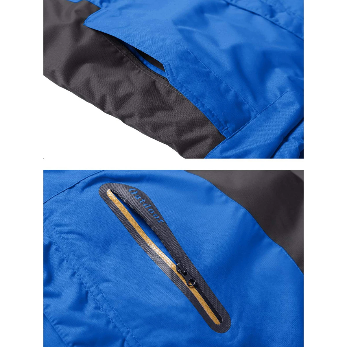 TACVASEN Wasserdichte Herren-Skijacke, Fleece-Futter, Wärmeparka, Winter, Schnee, Arbeiten im Freien, Kapuzenmantel, Regenschale, Windjacke – Detail 10