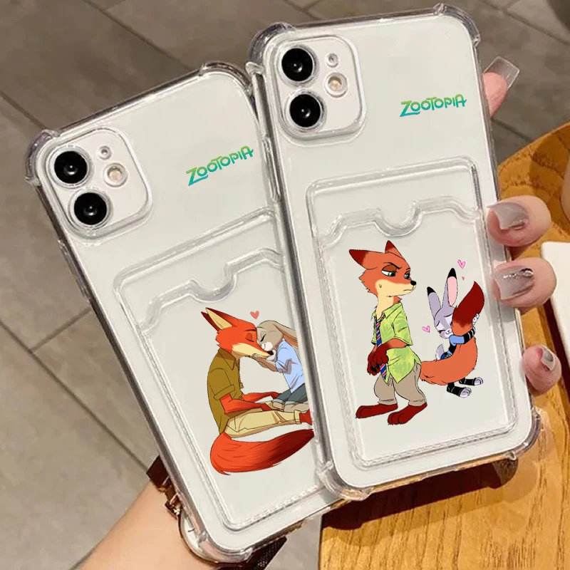 

Disney Zootopia Art For iPhone 15 14 13 12 11 XS XR X 8 7 Pro Max Plus Mini Photo Card Bag Transparent Cover Phone Case