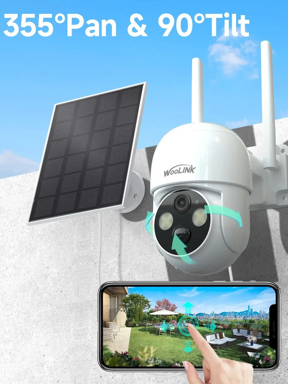 2 PCS Câmera Solar Ao Ar Livre Câmera de Segurança Sem Fio 4MP 2.5 K HD Solar Bateria Alimentado Visão Noturna Áudio 360 °   Câmera IP PTZ