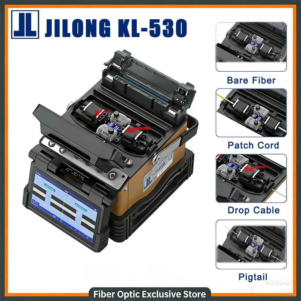 JiLong 530 Fiber Optic Fusion Splicer 4.5-inch LED Display Screen Fully Automatic High-precision Welding Fiber Optic Tool