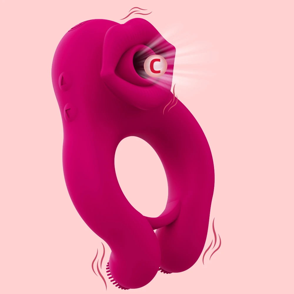 Saugen Zunge Lecken Klitoris Stimulator Verzögerte Ejakulation CockRing Klitoris Stimulator Hodensack Massagegerät Erotische SexToy für Paare
