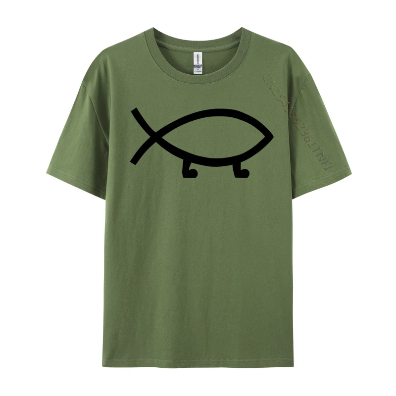 Evolution Fish Evolution Fishing Customized Tees Round Collar Combed Cotton Men Top T-Shirts Customized T Shirt Funky