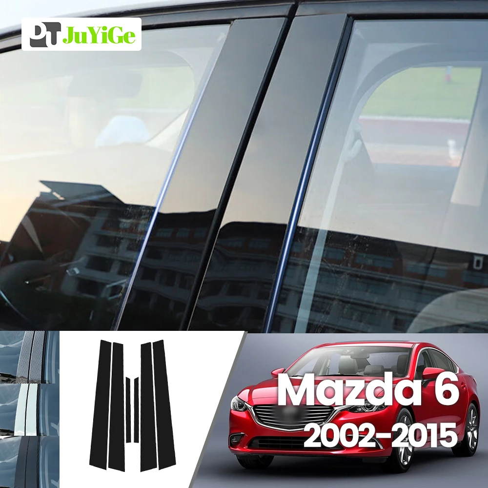 

For Mazda 6 2002-2015 2003 2004 2005 2006 2007 2008 Bright Black Carbon Fibre Window Door B C Sticker