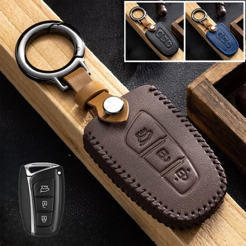 

A+ Genuine Leather Car Remote Key Fob Case Cover For Hyundai Genesis Santa Fe Equus