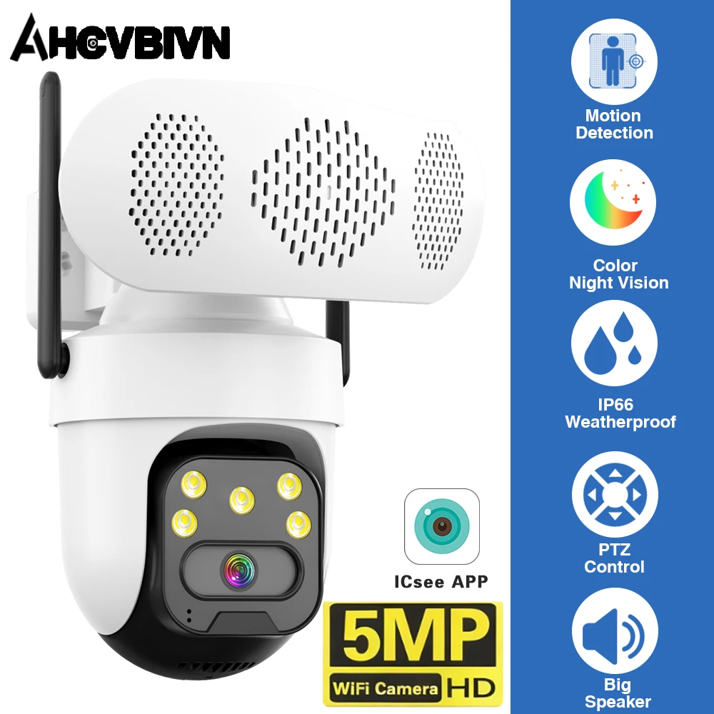 5MP HD lP كاميرا في الهواء الطلق واي فاي الأمن المتكلم كاميرا CCTV المنزل اللون للرؤية الليلية كشف الإنسان كاميرات المراقبة الأمنية #1