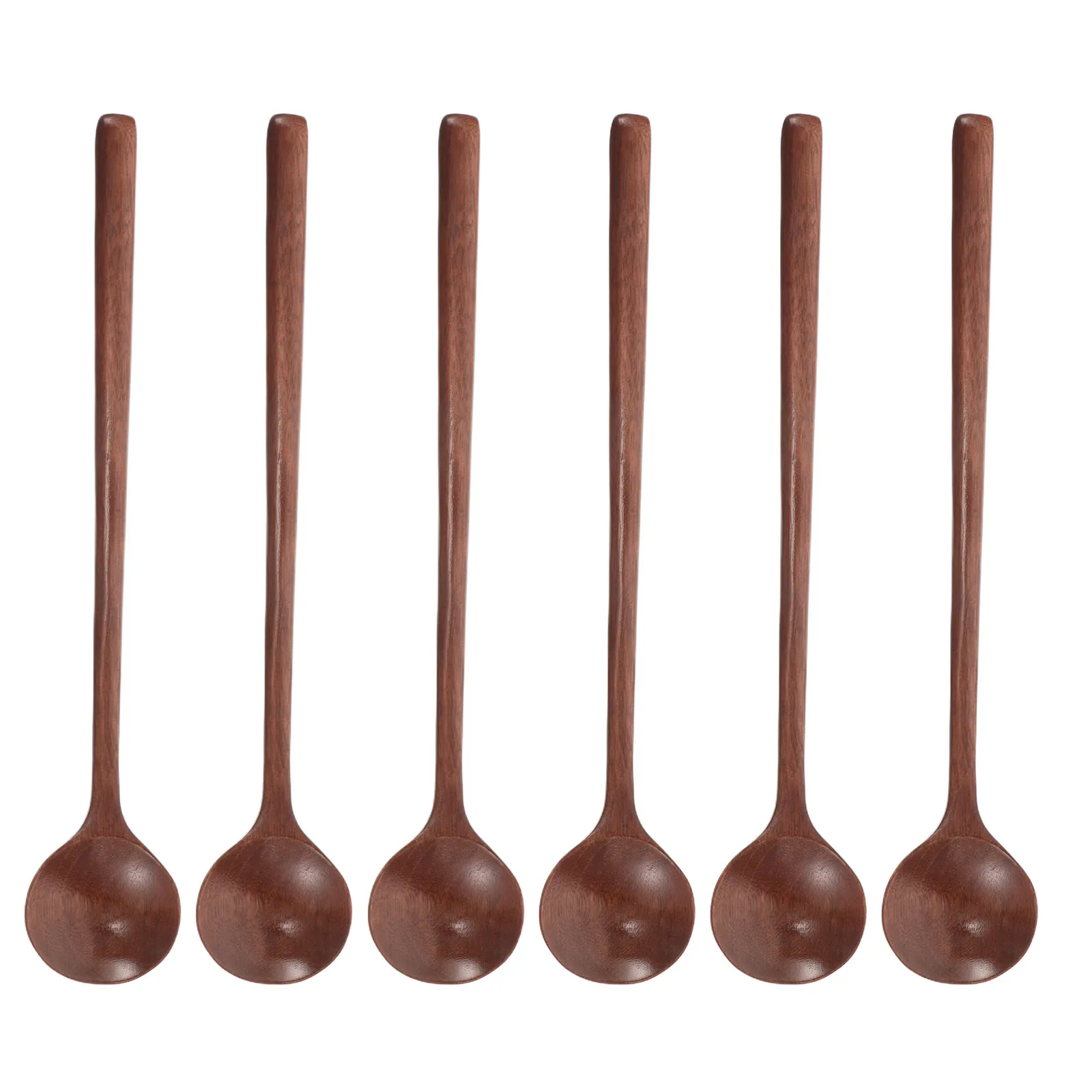 6Pcs Long Handle Wooden Spoon 11 Inch Kitchen Utensil for Serving Stirring Soup Mixing Natural Wood Cooking Spoon
