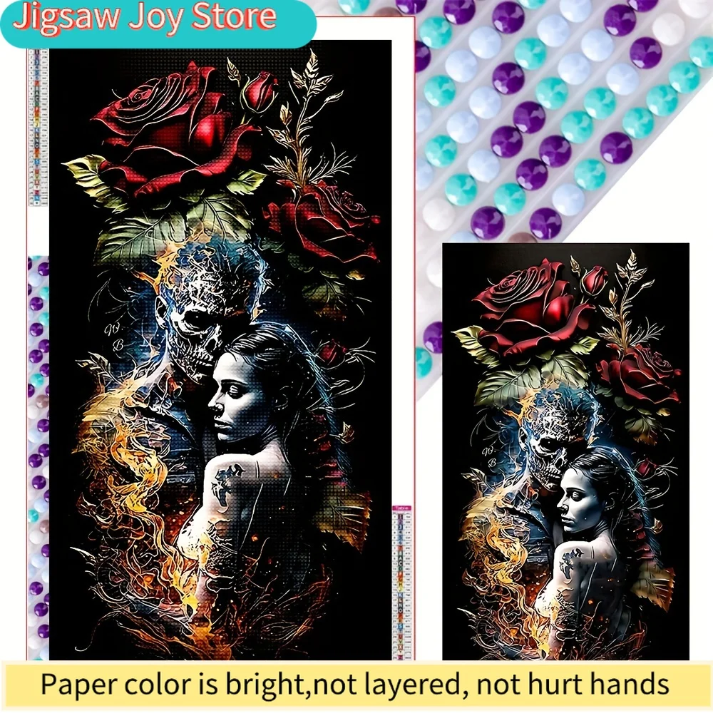 

1pc 5D Handmade Diamond Painting 40*70Cm/15.75In*27.55Inch Oil Canvas Round Diamonds "Rose Couple" Mosaic Handmade Full Round