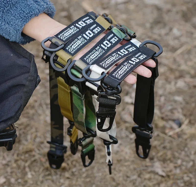 Outdoor-Camping-Hängegurt, tragbar, verstellbar, Handschlaufe, Tasche, Picknick-Ausrüstung, Karabiner-Clip, Schlüsselanhänger, Wandern, Camping-Ausrüstung – Detail 1