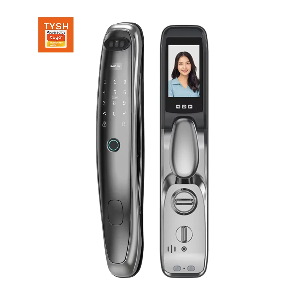 

STLF Automatic Biometric Smart Door Lock 3D Face Fingerprint Digital WiFi with Send Photo Phone Wood Door