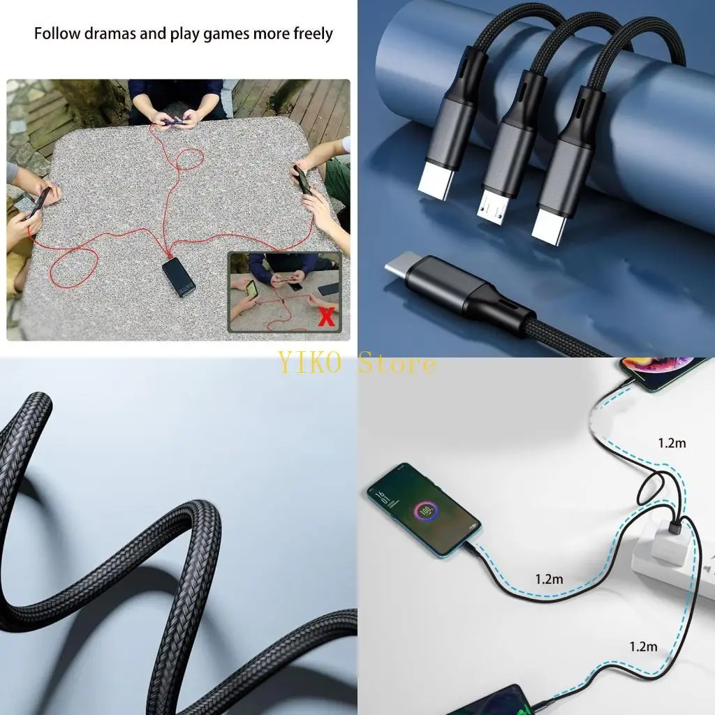 

K32C 3 in 1 2A Cord Connector Dual Type C/Micro USB Universal Port Adapter