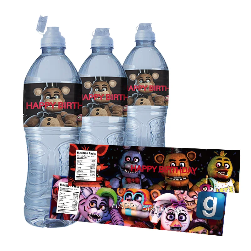 24Pcs FNAF  Freddy Water Bottle Stickers Birthday Party Decoration Bottle Labels self-adhesive stickers Party Supplies