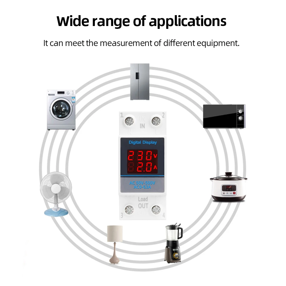 AC50-500V Volt Amp Gauge Meter DIN Rail Volt Test Monitor Tester di corrente di tensione monofase 220V per la misurazione della tensione corrente