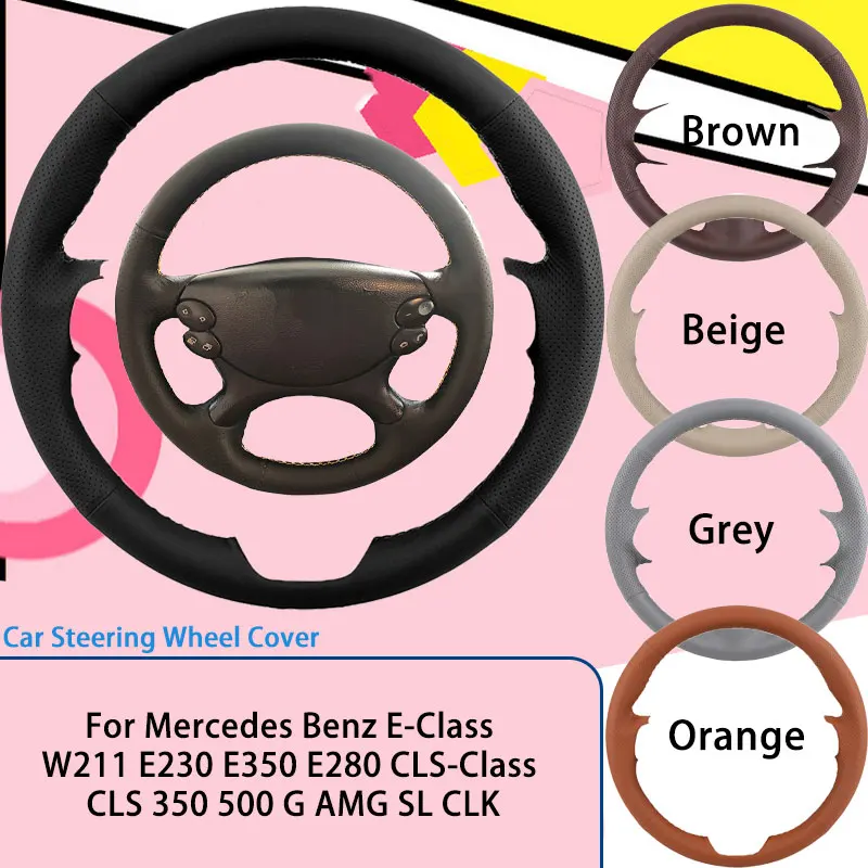 Protector de cuero Artificial personalizado para volante de coche, para Mercedes Benz Clase E W211 E230 E350 E280 CLS-Class CLS 350 500 G SL CLK