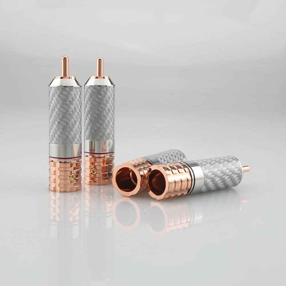 4PCS Viborg VR108 Pure Copper Carbon Fiber RCA Unsolder version Pure Copper RCA Screws Locking
