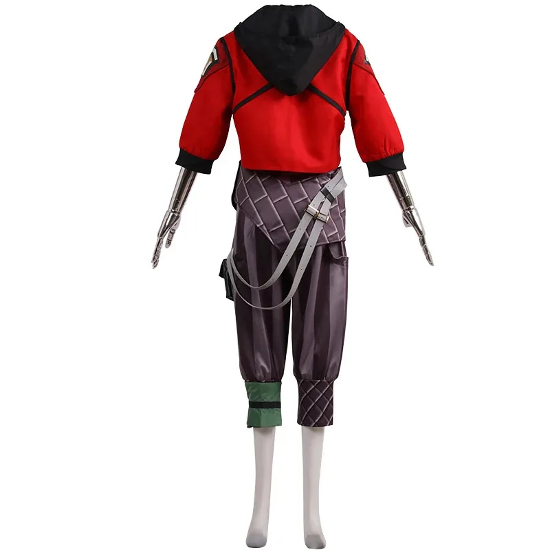 Game LOL Arcane Vi Cosplay Costume Wig Battle Outfits Rose Red Short Hair Halloween Carnival Party Suit Props For Women Menc;6,r