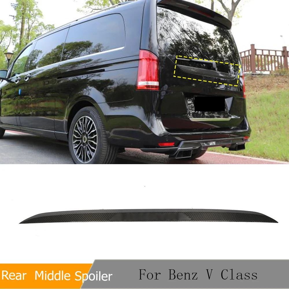 Car Rear Middle Spoiler Wing For Mercedes-Benz V Class W447 V250 V220 2018 2019 Rear Trunk Boot Lip Window Spoiler Dry Carbon