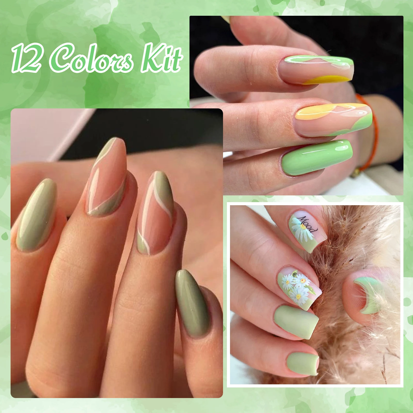 MTSSII 12 Teile/satz Grüne Serie Gel Nagellack Frühling Sommer Einfache Frische Farbe UV Gel Lack Nail art Maniküre Kit Nagel versorgung