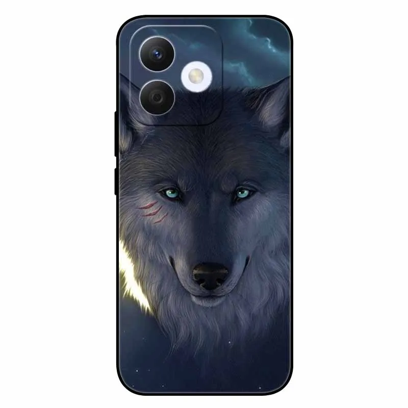 For Honor X60i Case Soft TPU Silicone Wolf Painted Back Cases for Huawei Honor X60i 5G Cover HonorX60i Marble Flower Shell Bag