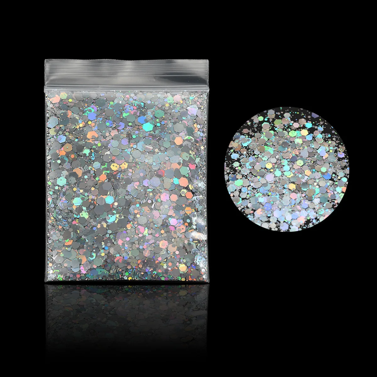 Chunky Colors Bulk Glitter 50grams 24 Colors POLYESTER HOLOGRAPHIC Chunky Holographic Glitter Nail Sequins Glitter Flakes Mix
