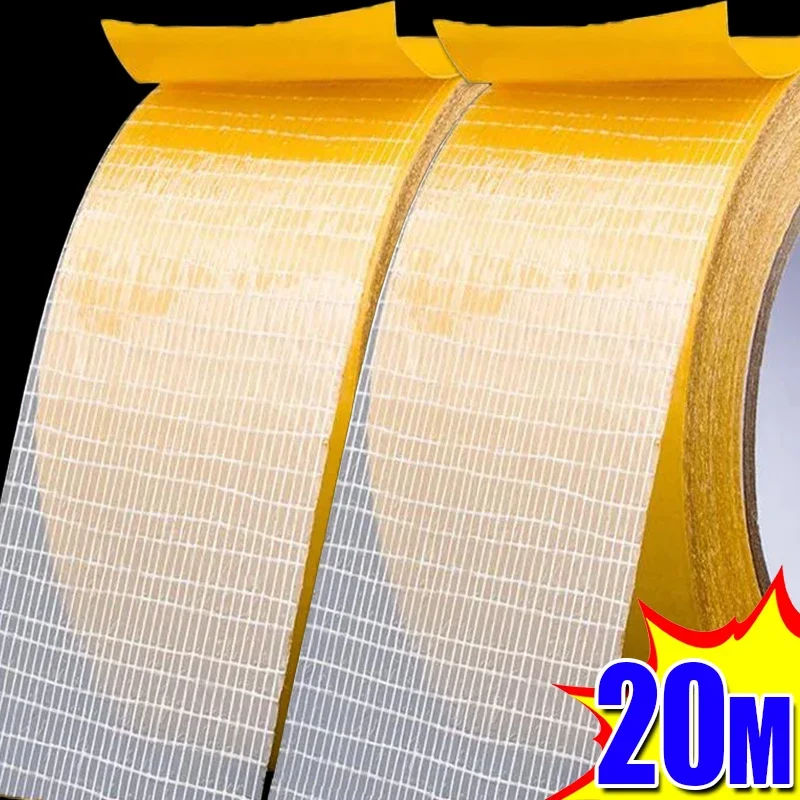 Double Sided Cloth Base Tape Strong Fixation Mesh Waterproof Traceless High Viscosity Carpet Stickers Adhesive Grid Fiber Tapes