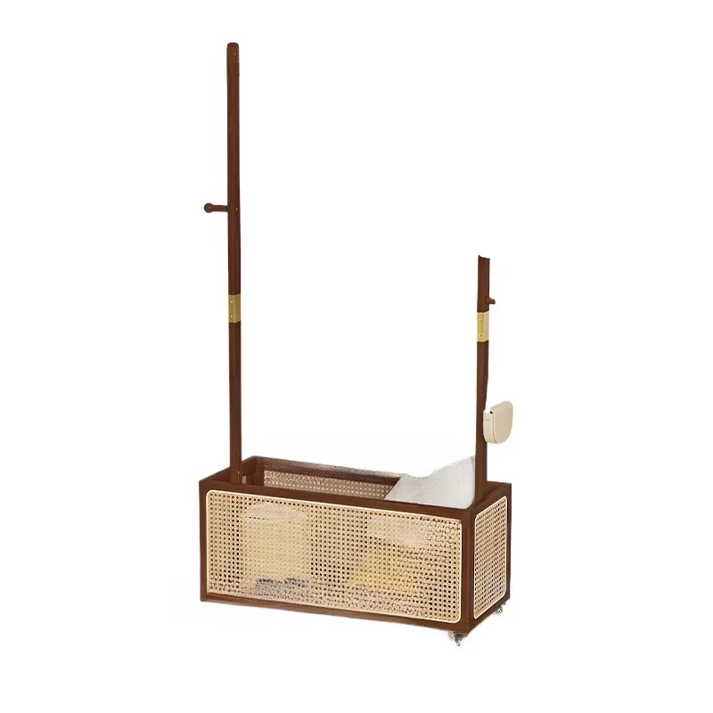 

Movable solid wood hanger, bedroom, floor-to-ceiling coat rack