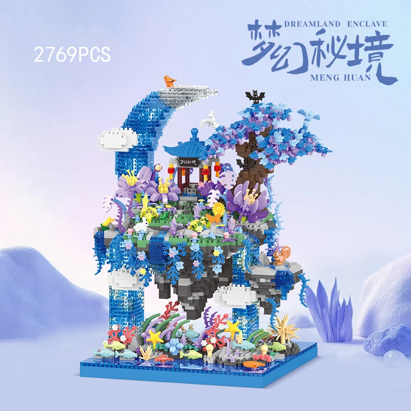 

Creative Dreamland Enclave Architecture Micro Daimond Block Dream Secret Realm Building Brick Toy Assembly Nanobrick With Light