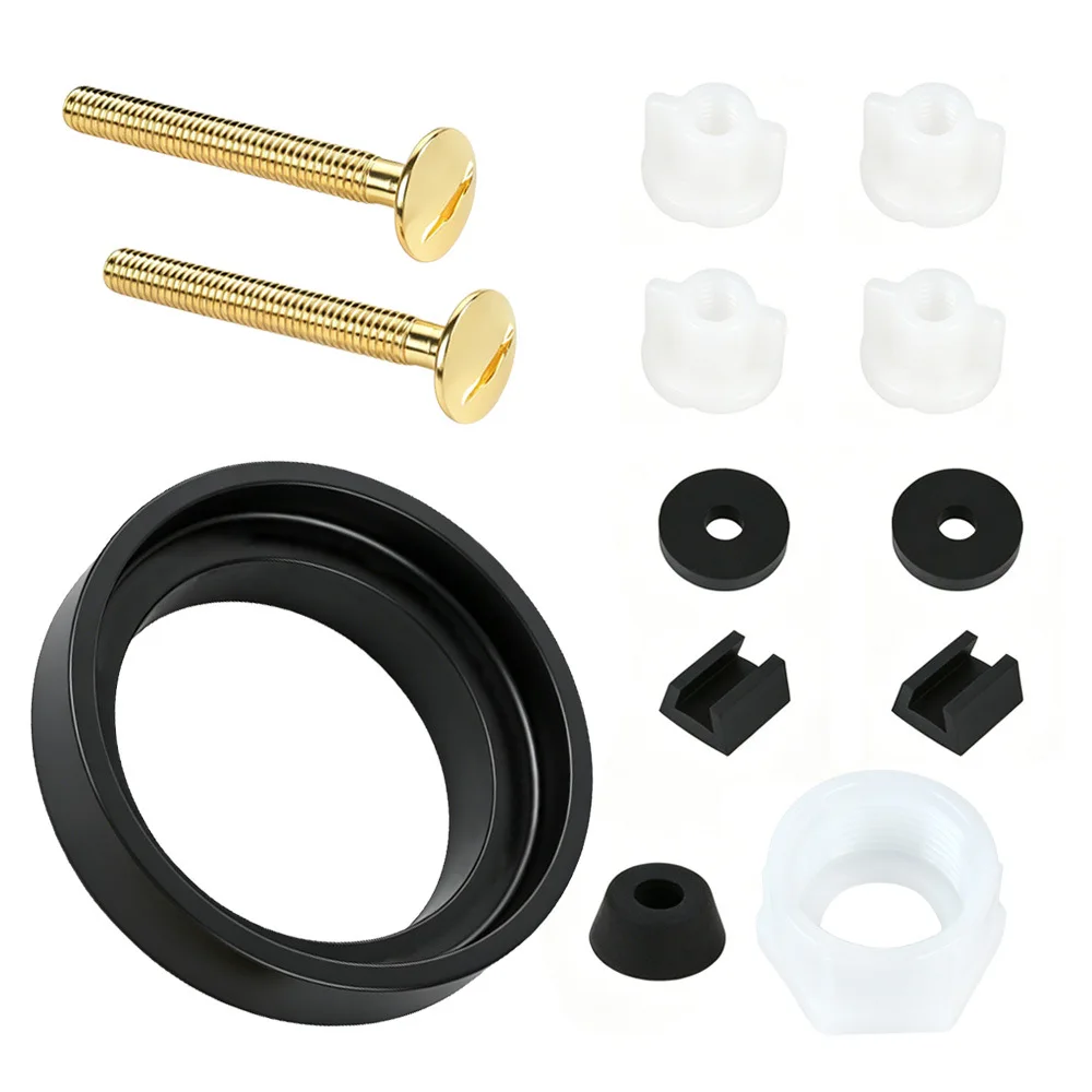 New Toilet Repair Replacement Kit with Fixing Bolts Rubber Gasket and Support Components for Leak Resistant Tank Connection
