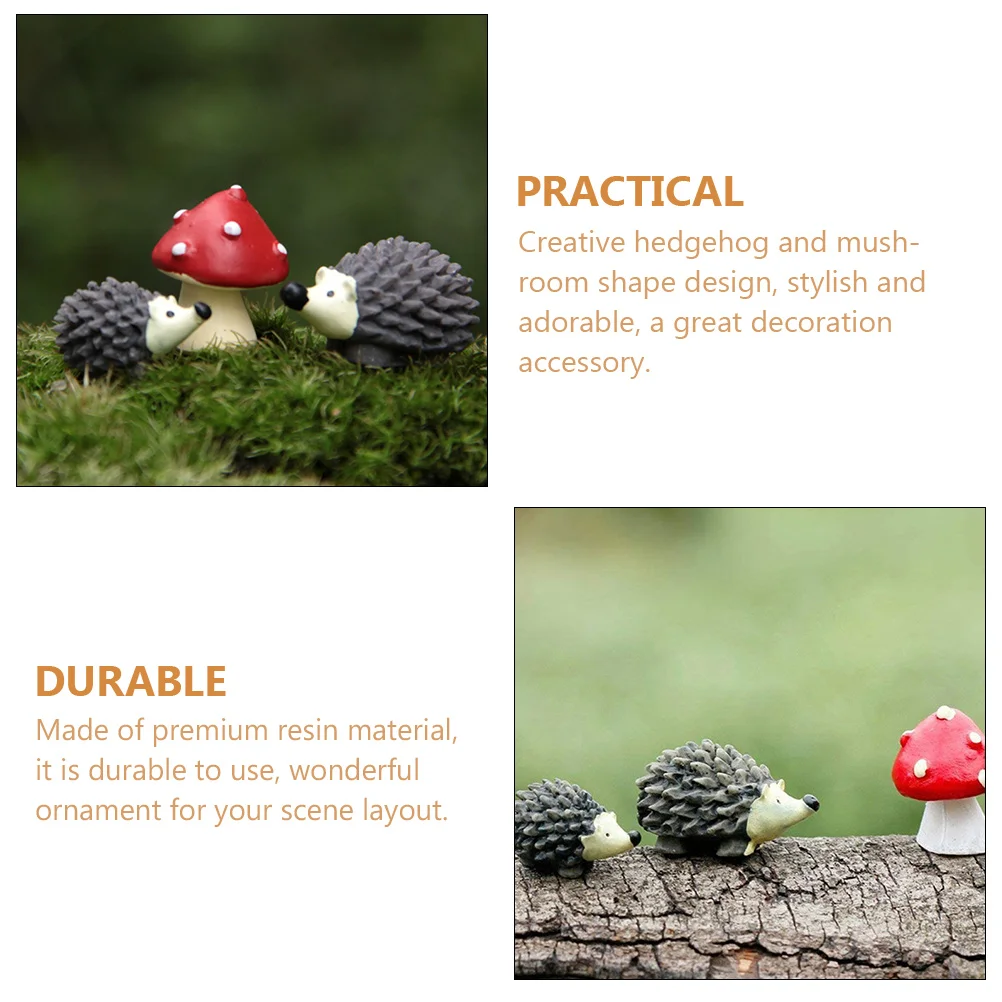 20 Pcs Hedgehog Ornament Simulation Outdoor Decoration Plant Mini Figurines Decorative Adornments Decorations