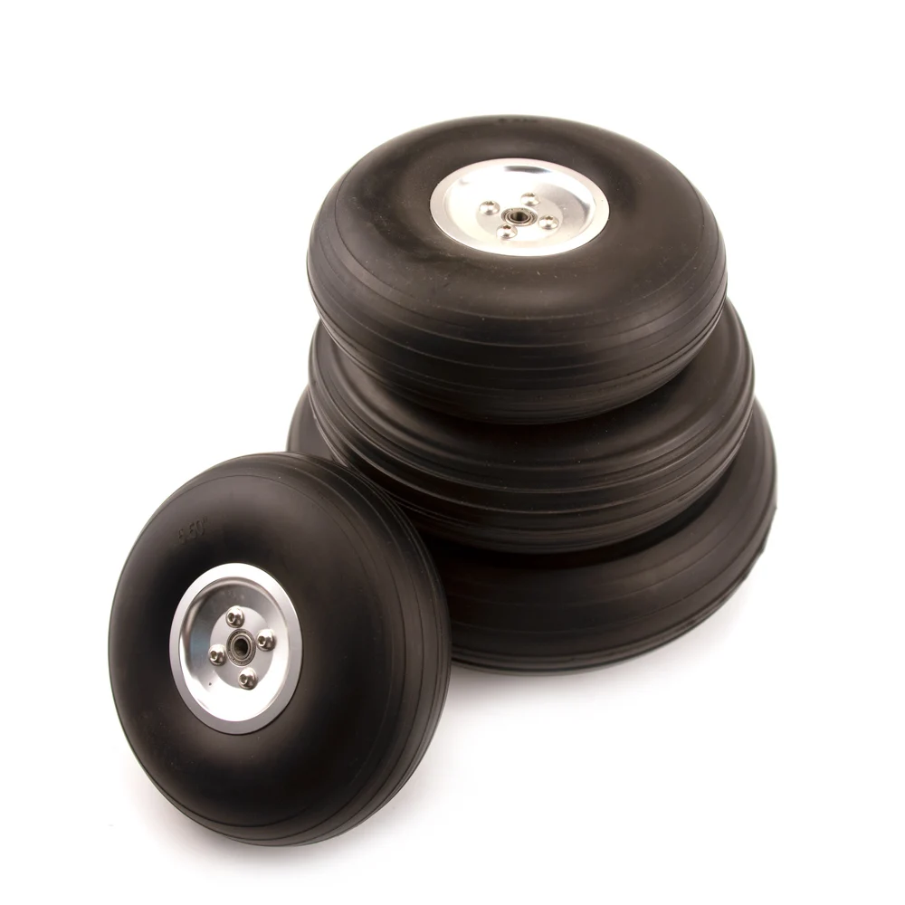 2PCS PU Wheels With Aluminum Alloy Hub Core Tire Steel Rim Bearing Hole 5.5\