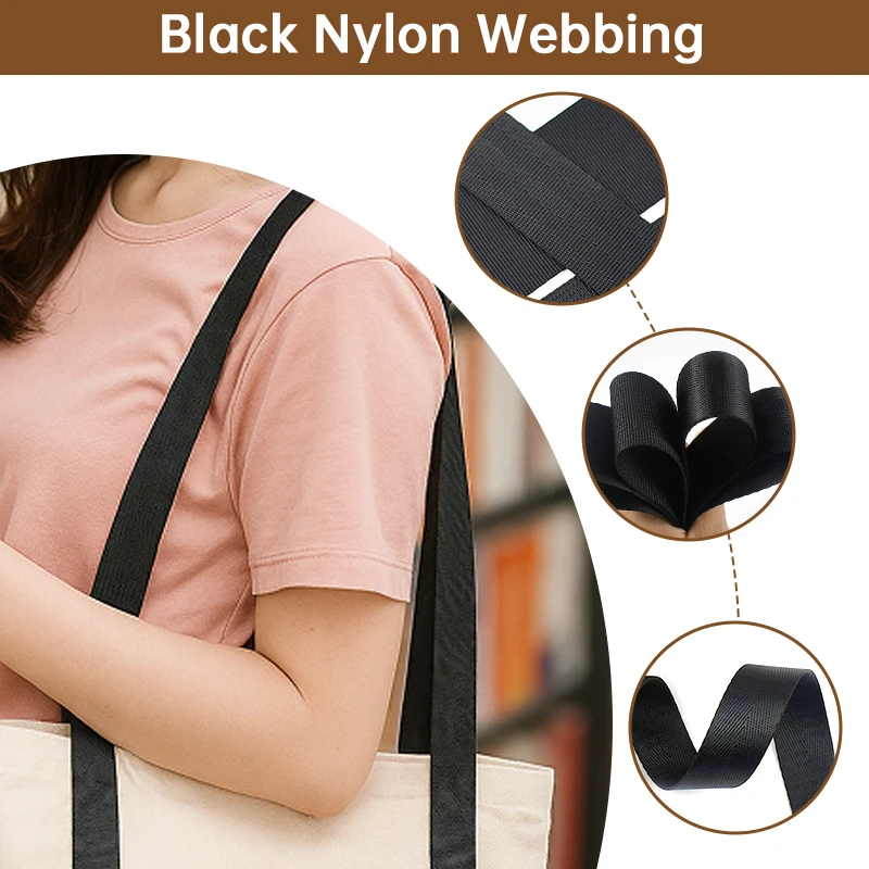 

5M Black Webbing for Crochet Bags Strap 20/25/32/38/50mm Nylon Ribbon Dog Collar Tape Seatbelt Bias Binding Garment Sewing Trims