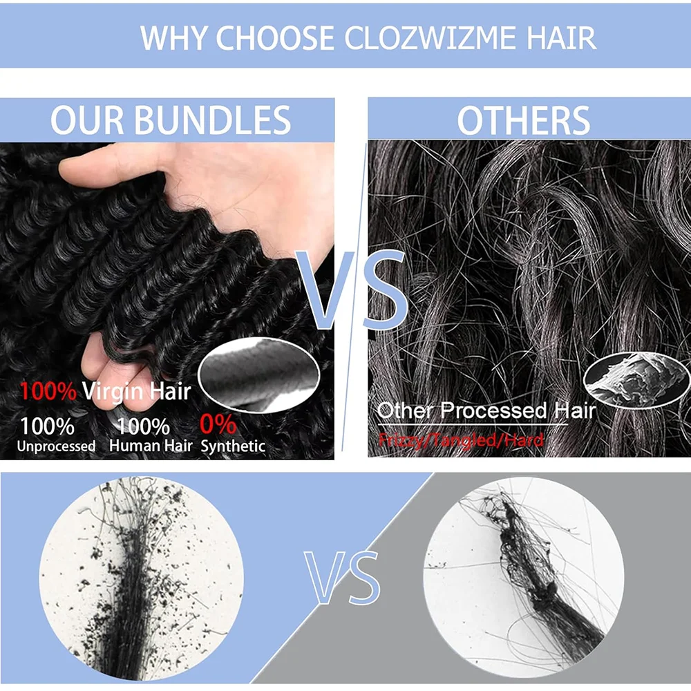 Fasci di capelli umani brasiliani dell'onda profonda 40 pollici Remy non trasformati vergini grezzi 100% capelli umani estensioni dell'onda riccia dell'acqua 4 pacchi