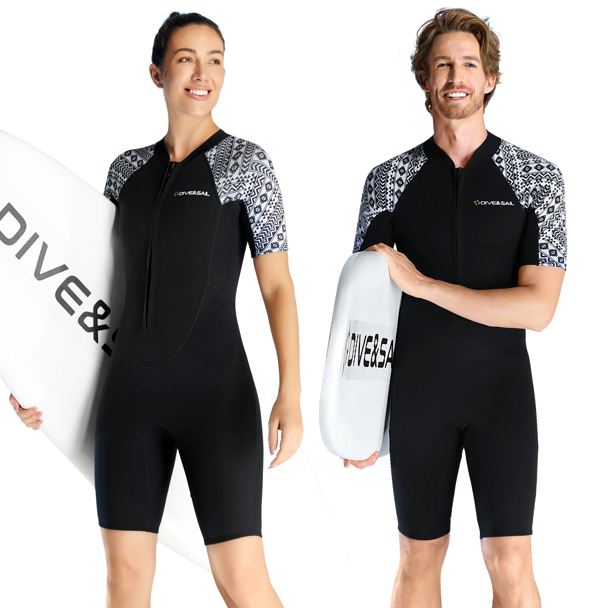 

Short Sleeve Wetsuit 3mm Neoprene Man Woman Couples Swimsuit Surfing Freediving Rash Guard Warm Winter Swimwear D332218