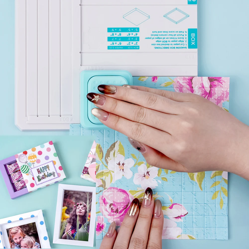 

Creative Shadow Box Punch Board with Scoring Tool for DIY Making 2"",3"",4"",and 5"" Shadow Boxes and Sleeves Scoring/Punching