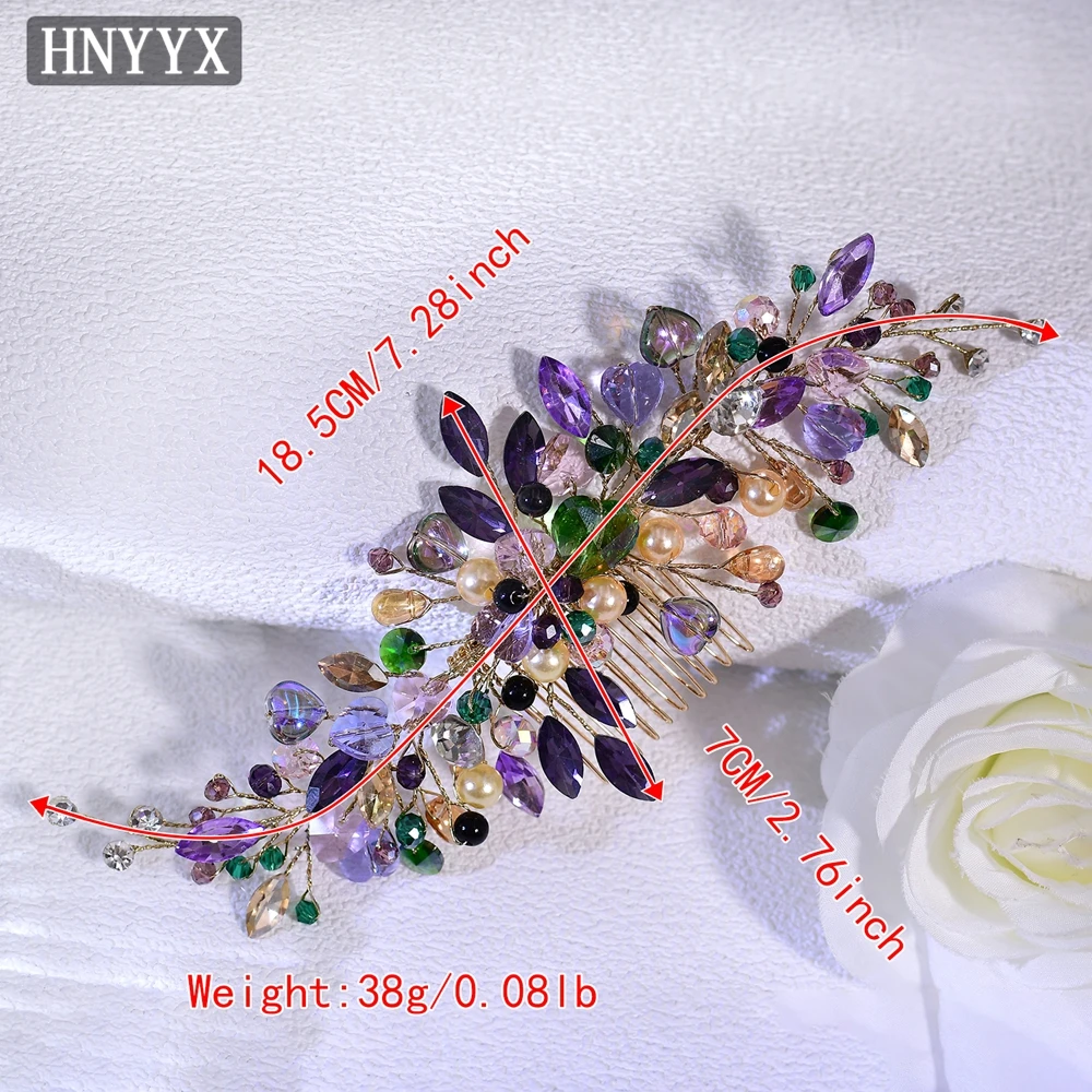HNYYX Elegant Rhinestone Ladies Hair Comb Fashion Crystal Side Clip Bridal Plate Hair Accessories Daily Wear Jewelry A330