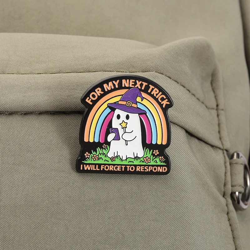 Halloween Brooches Rainbow Witch English Metal Badges Small Gifts Wholesale Bag Pins for Clothes Backpack Accessories Cap Pin