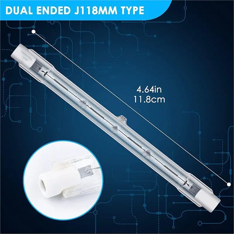 ABSJ-6Pcs R7S 300W R7S 118Mm Halogen Bulbs Dimmable Halogen Lamp For Work Lights, Security Lights,Floor Lamps