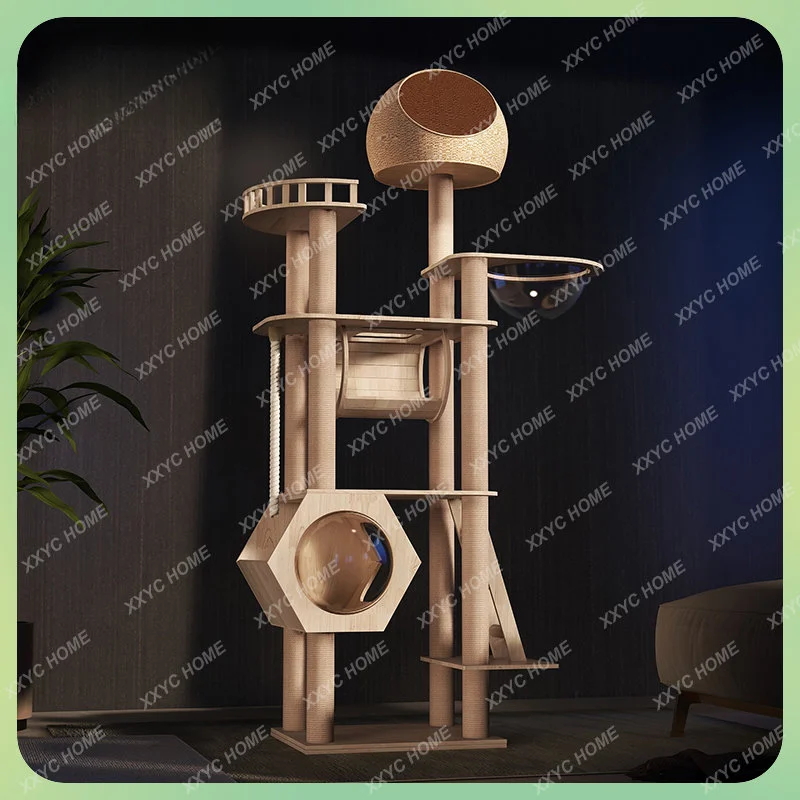 

Solid Wood Cat Climbing Frame Large Woven Cat Nest Cat Tree Cat Villa Cat Supplies Scratching Pole