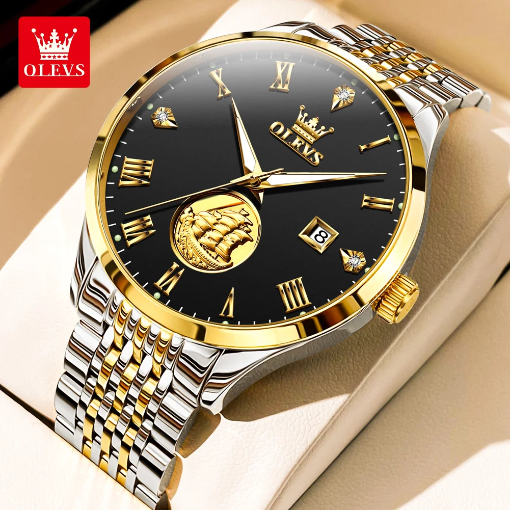 OLEVS 6696 Men Watch Luxury Sailing Business Fully Automatic Mechanical Watch Original Waterproof Calendar Week Men Watch Gifts