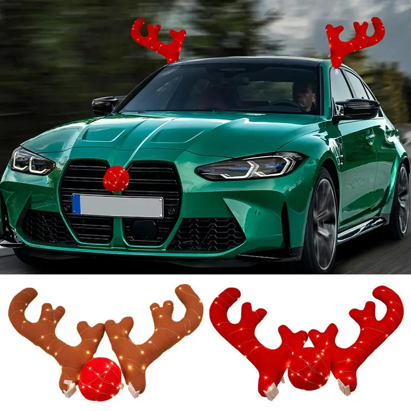 

Car Deer Antlers Car Reindeer Antlers Car Decorations Car Truck Costume Gift Set, Christmas Deer Horn Car Kit, Auto Accessories