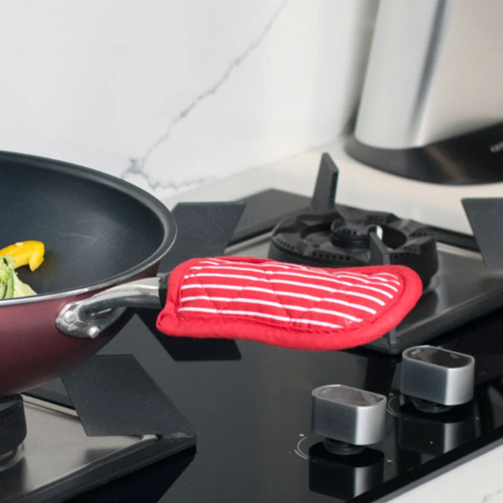 

8pcs Heat Resistant Pot H Covers Cotton Cast Iron Skillet Holders Insulation Red White Striped Black Pepper Pattern Kitchen