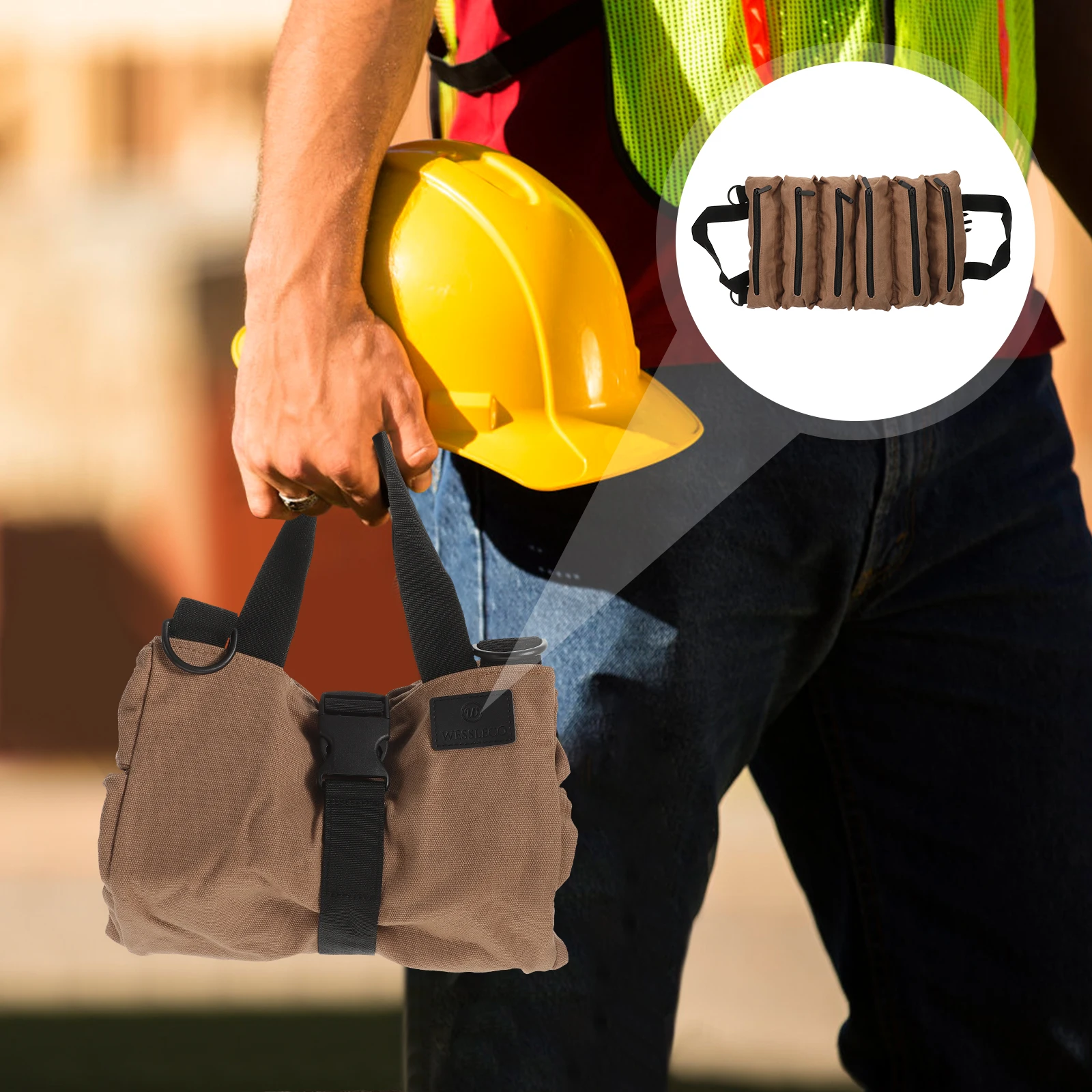 Canvas Tool Roll Bag 6 Zipper Pockets Compact Heavy Duty Multifunctional Tool ganizer for Storage Long Lasting Wear